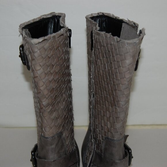 40/US9❤️Pons Quintana Gray Leather HEELS Buckle Mid Calf BOOTS Made in Spain - Picture 3 of 13